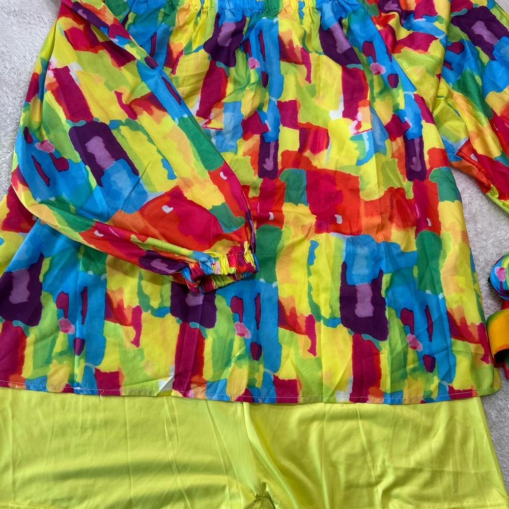 Title: Colorful 3-Piece Set (Shirt, Shorts & Belt) | Size 1XL | New Without Tags - Picture 5 of 7